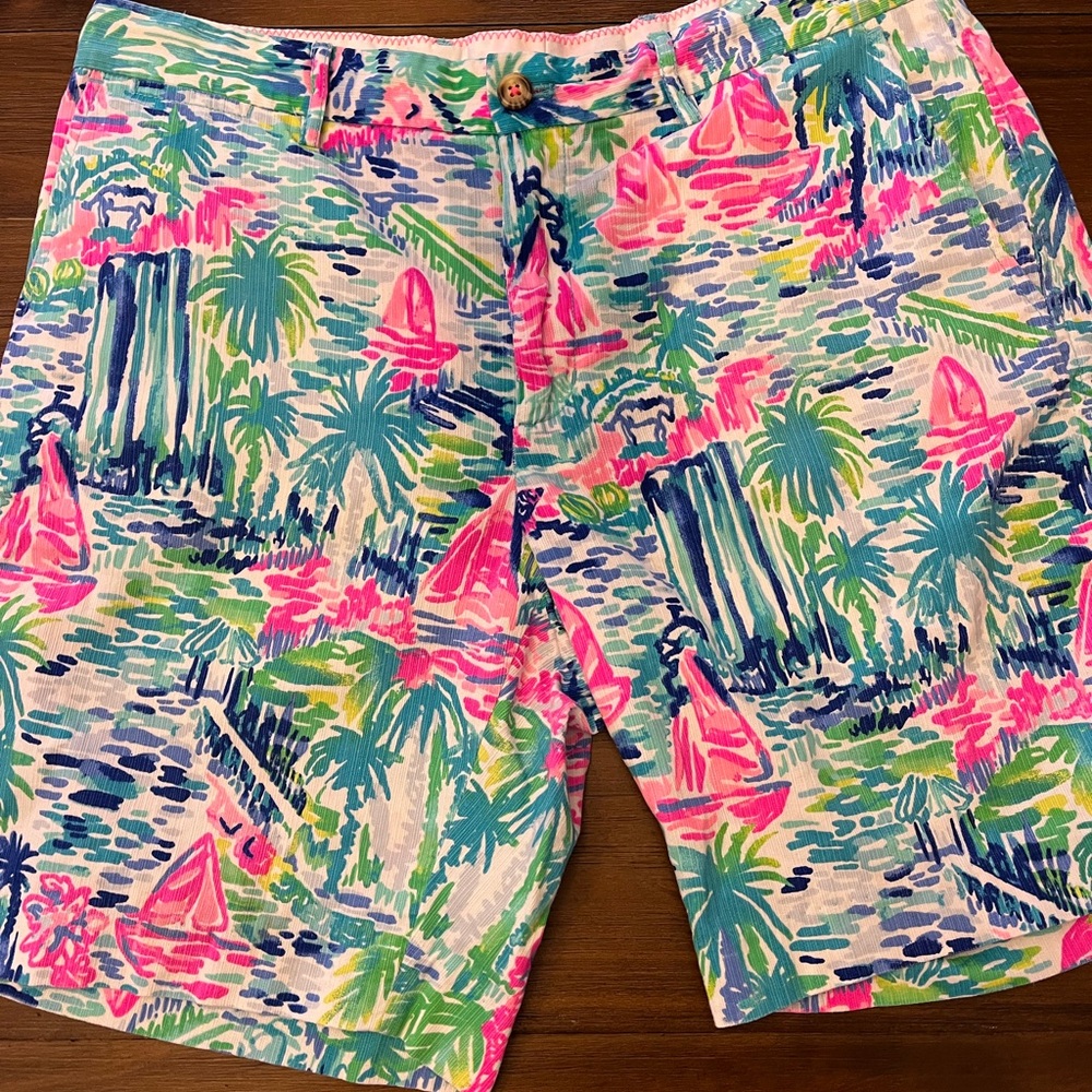 Lilly Pulitzer Men’s Tropical Print Shorts in Pink, Blue, Green